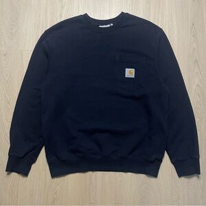 Carhartt WIP Navy Blue Pocket Sweatshirt Crewneck Mens Medium Grunge Y2K Skate